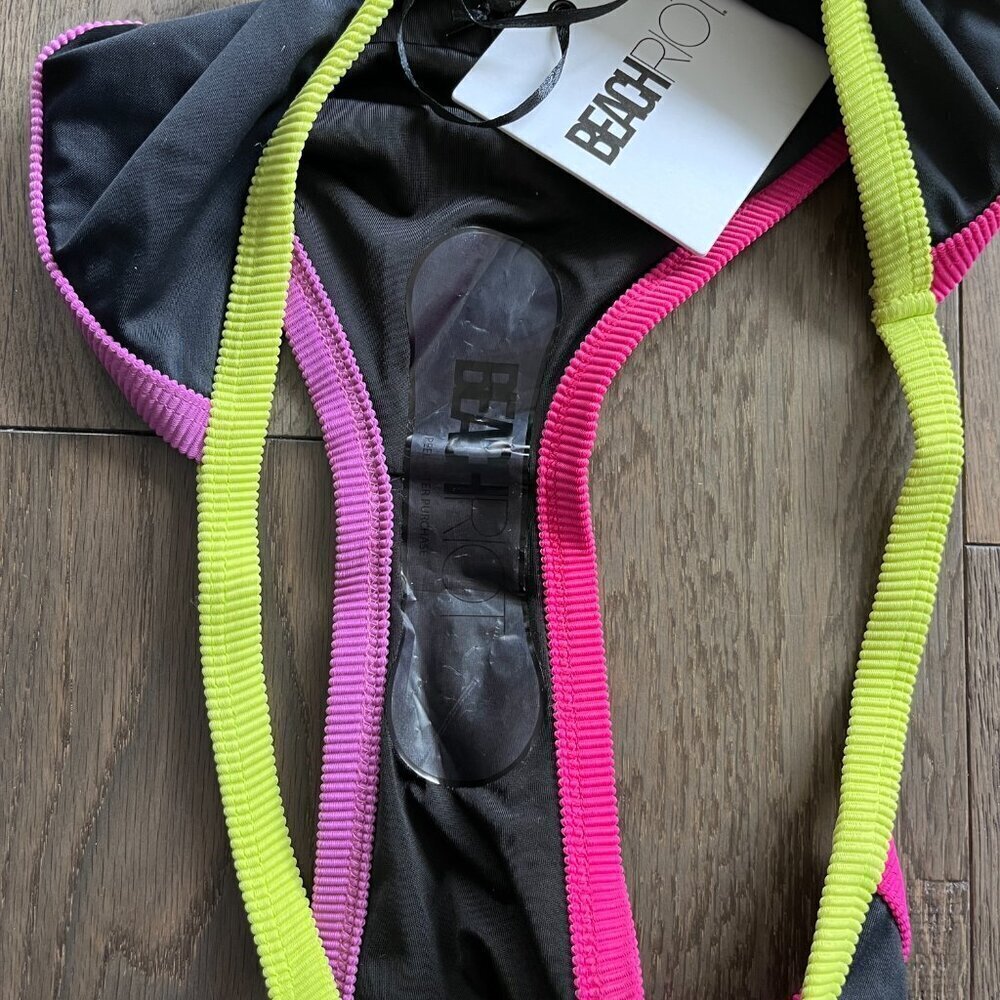 Beach Riot Mika Becca Bikini Set NWT Black Multi Swimwear Size Large Two Piece - Picture 6 of 6